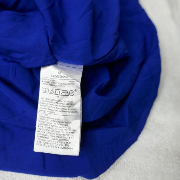 Banana Republic Fit Flare Dress Blue Houndstooth Short Sleeve Ruffle Tie Medium - Picture 3 of 7